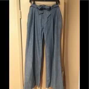 Banana Republic Belted Wide Leg Chambray Pants